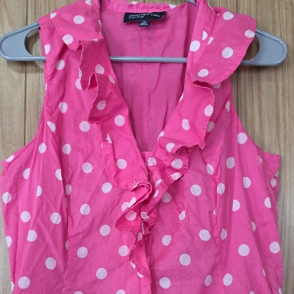 Jones New York Pink and White Polka Dot Dress - Picture 4 of 14